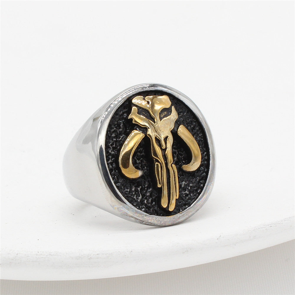 Bold Skull Signet Titanium Steel Ring