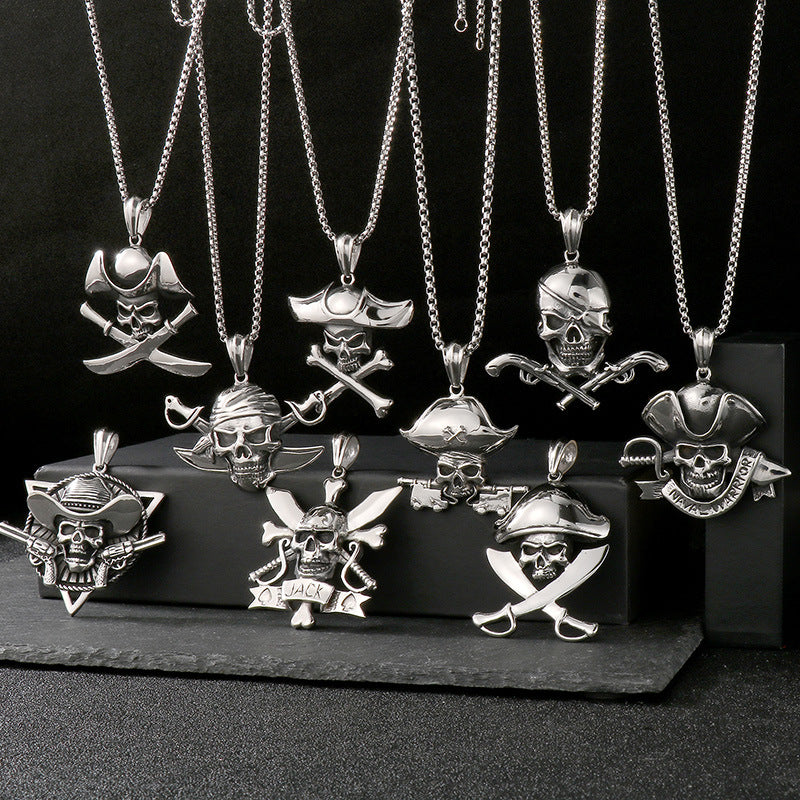Peripheral Film And Television Naval Style Pendant, Punk Rock Retro Stainless Steel Jack Necklace