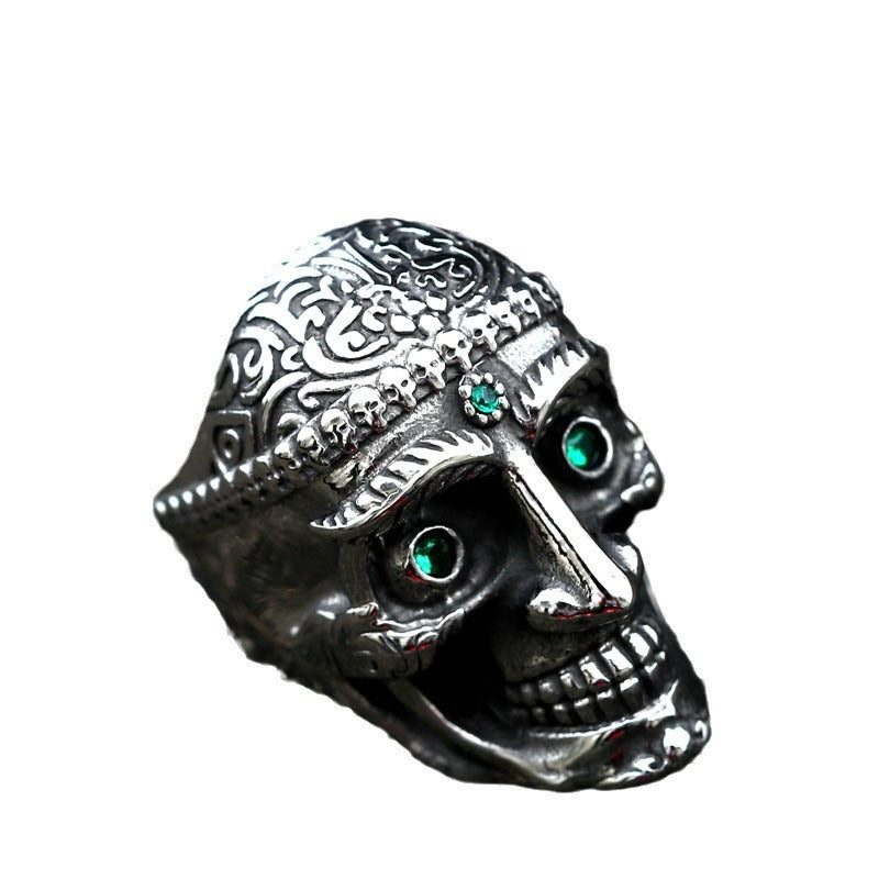 Punk-Inspired Dominant Skull Titanium Steel Ring for Men – Wholesale Stainless Steel Gemstone Ring