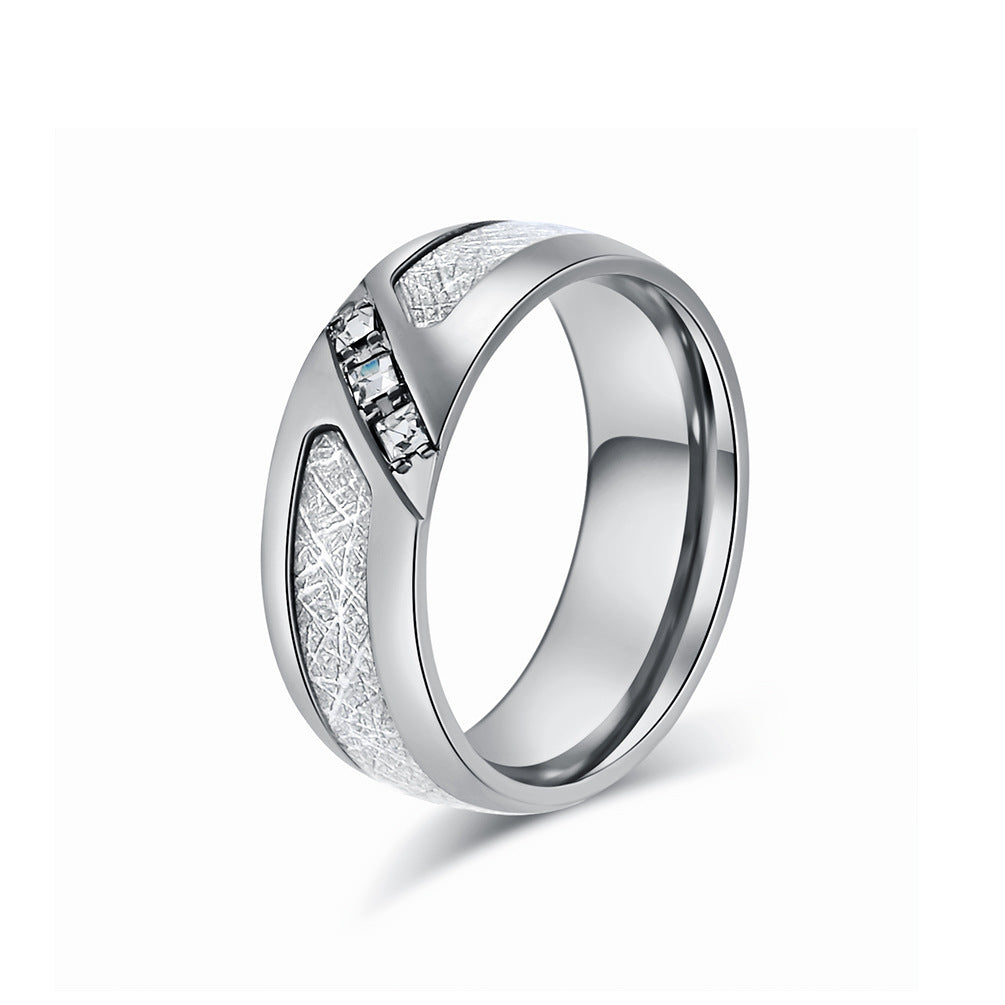 Cross-Border Jewelry Supply Square Zircon Titanium Steel Ring