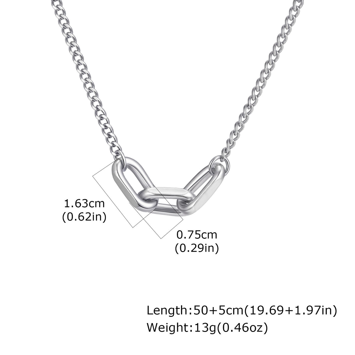 Unisex Collarbone Chain – Stainless Steel Minimalist Three Square Ring Grinding Chain Necklace
