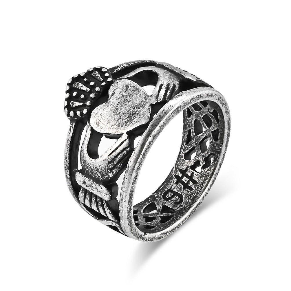 Planderful Claddagh Ring For Couples Irish Traditional Wedding Band Titanium Steel Durable Love Gift