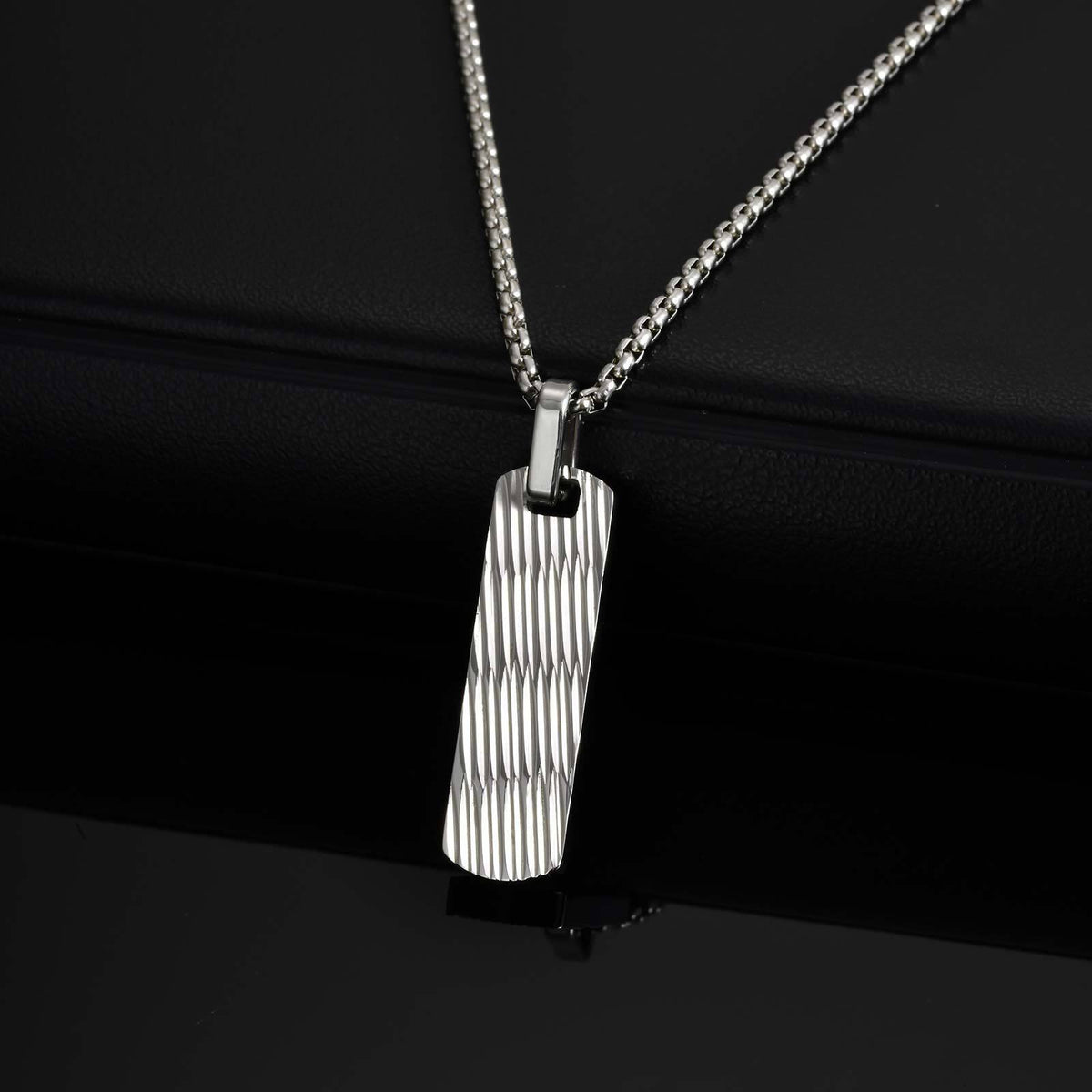 Europe – America – Stainless Steel Batch Flower Geometric Small Square Brand Pendant Necklace