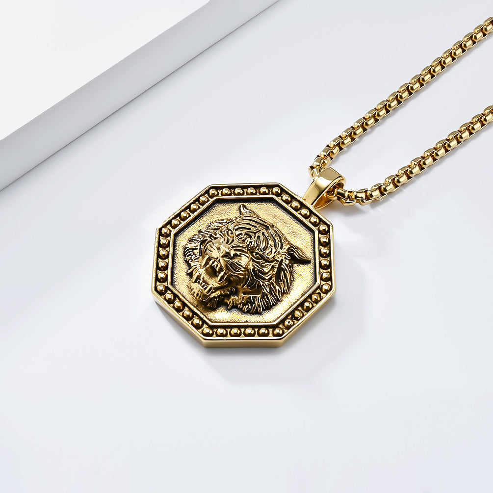 Tiger Pendant Necklace For Men By Planderful Durable Steel Tiger Design For Hip Hop Fashion