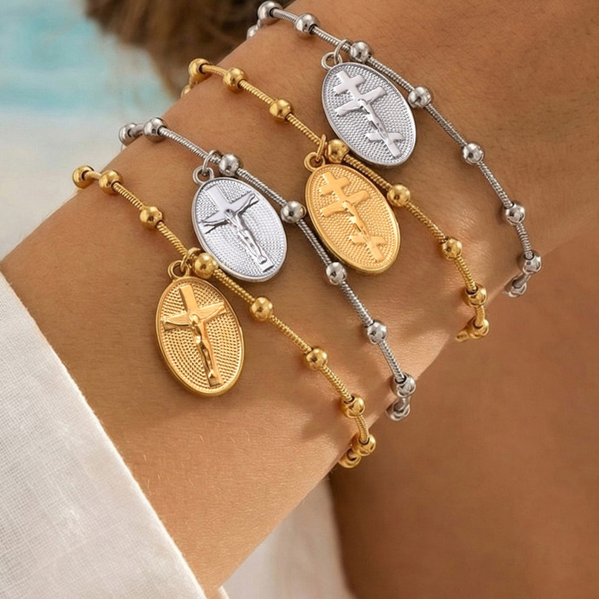 Cross Snake Stainless Steel Bracelet Unisex