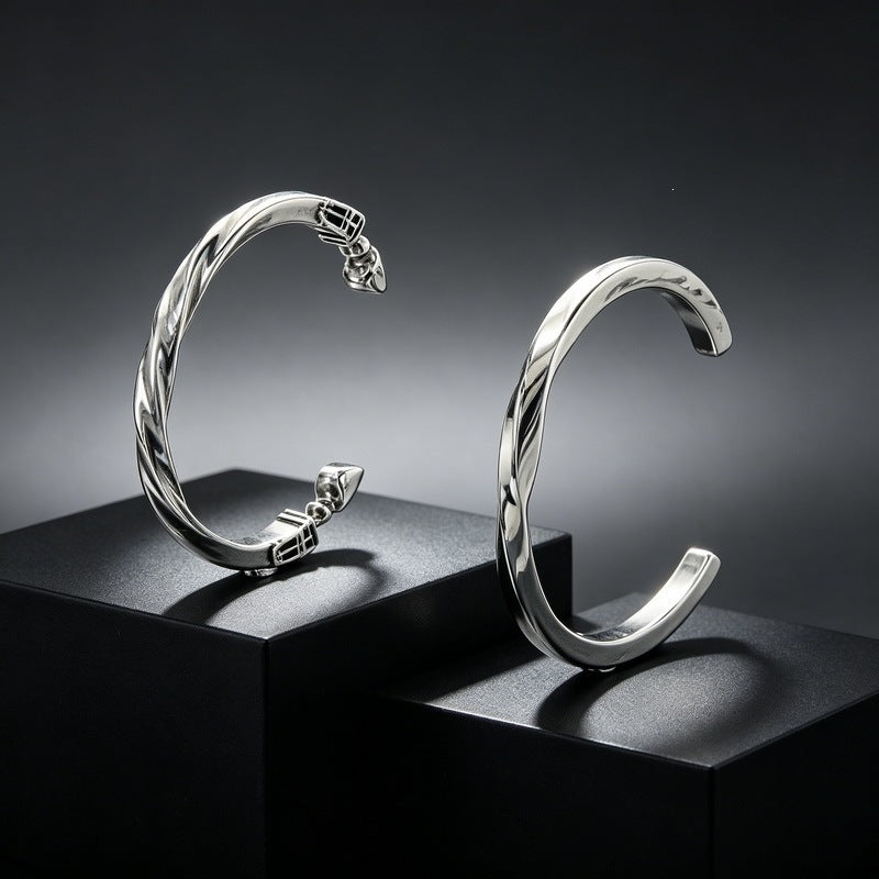 Mobius Twist Open Stainless Steel Bracelet Water Drop Double Head Stainless Steel Unisex