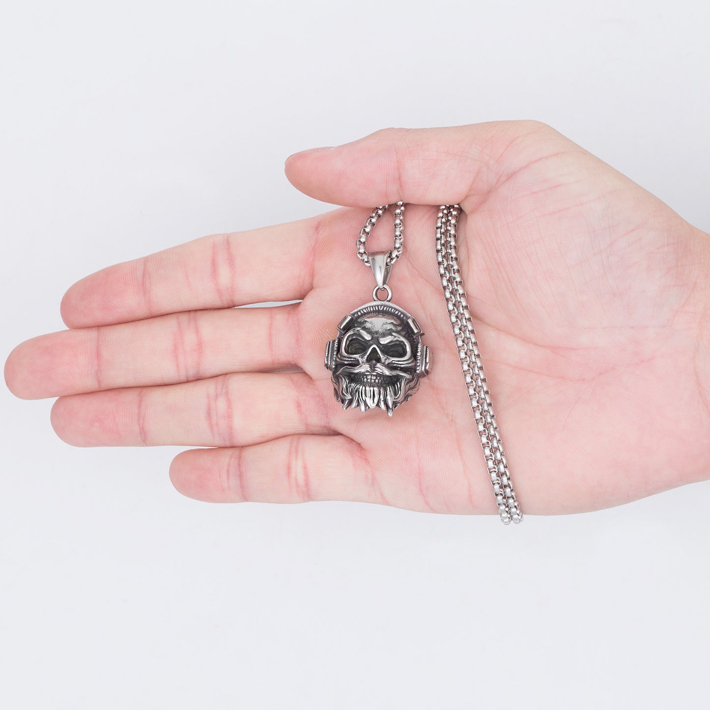 Steel Necklace - Statement Punk Skull Pendant