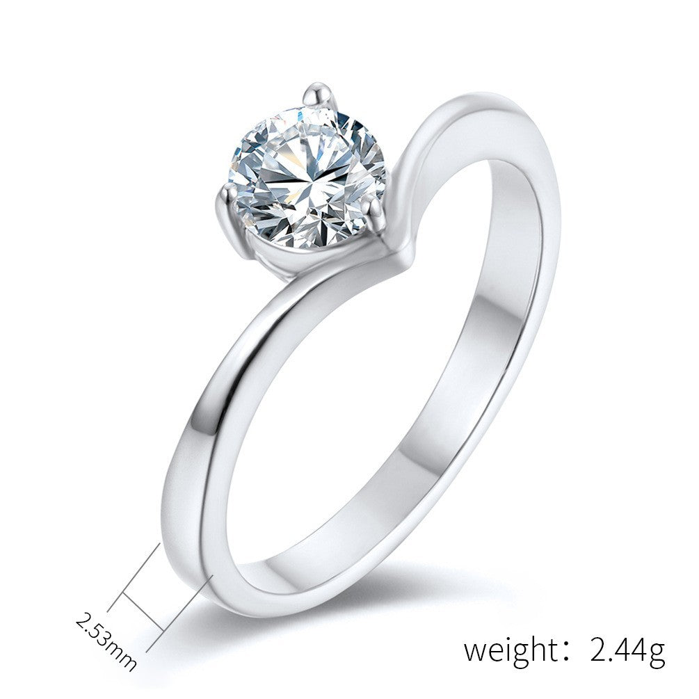 Planderful Zircon Inlaid Titanium Ring For Women Elegant Light Luxury Wedding Engagement Band