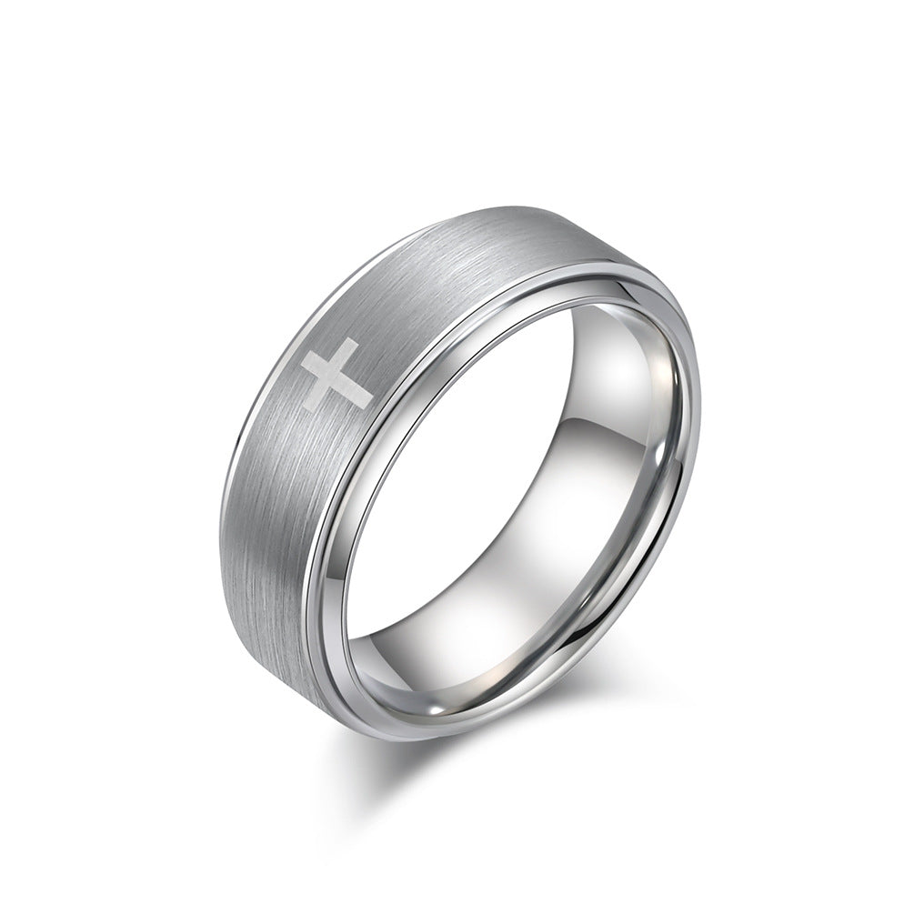 Fashionable Tungsten Steel Cross Ring Personalized Gift