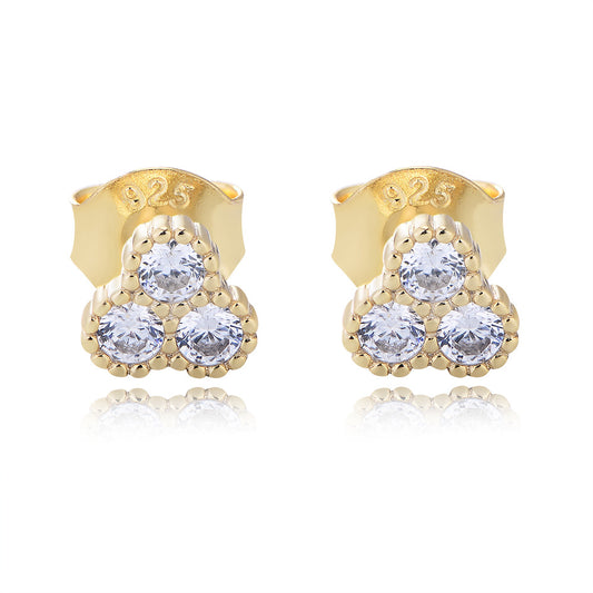 S925 Sterling Silver And Small Micro-Inlaid Zircon Stud Earrings Femininity Geometric Earrings High-End