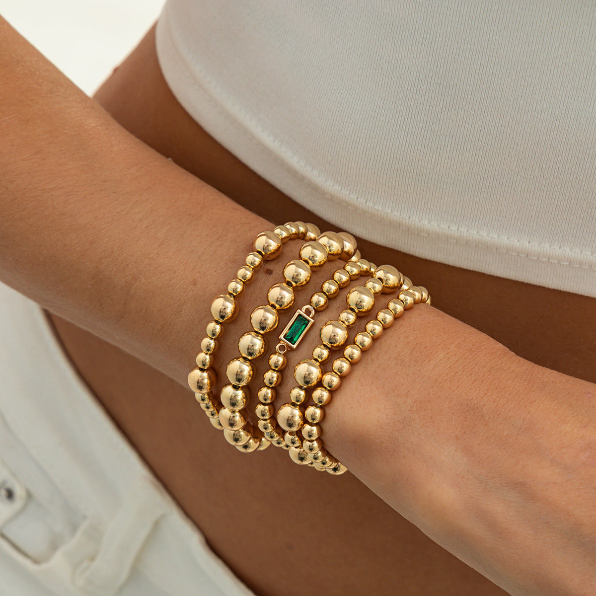 Planderful Acrylic Bracelet Vienna Verve Stacked Beaded Rectangular Jewelry For Trendsetting Women