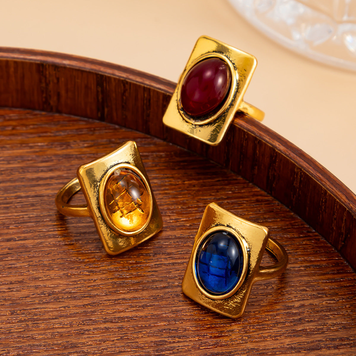 Planderful Vienna Verve Personalized Geometric Ring With Opening Colorful Faceted Zircon For Fashion Forward Women