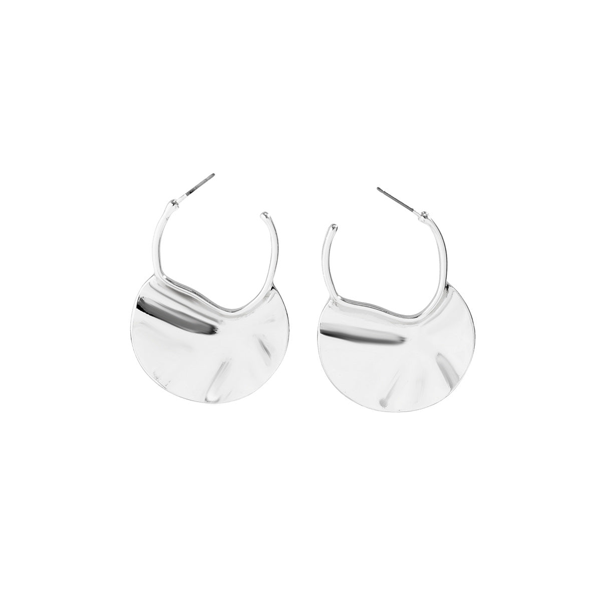 Planderful Vienna Verve Water Ripple Pleated Metal Stud Earrings For Modern Women