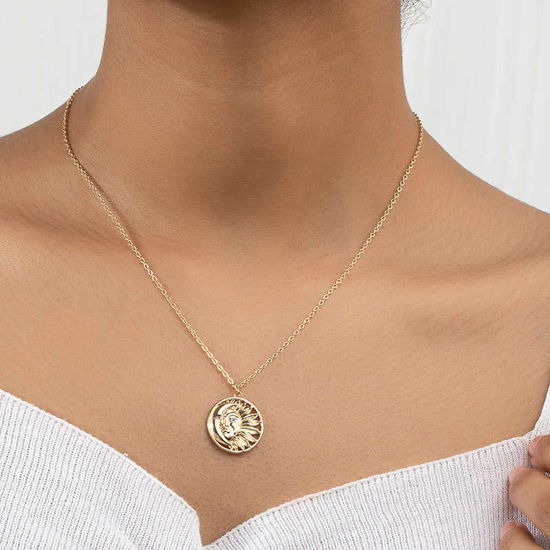 Sunflower and Moon Pendant Necklace - Vienna Verve Collection
