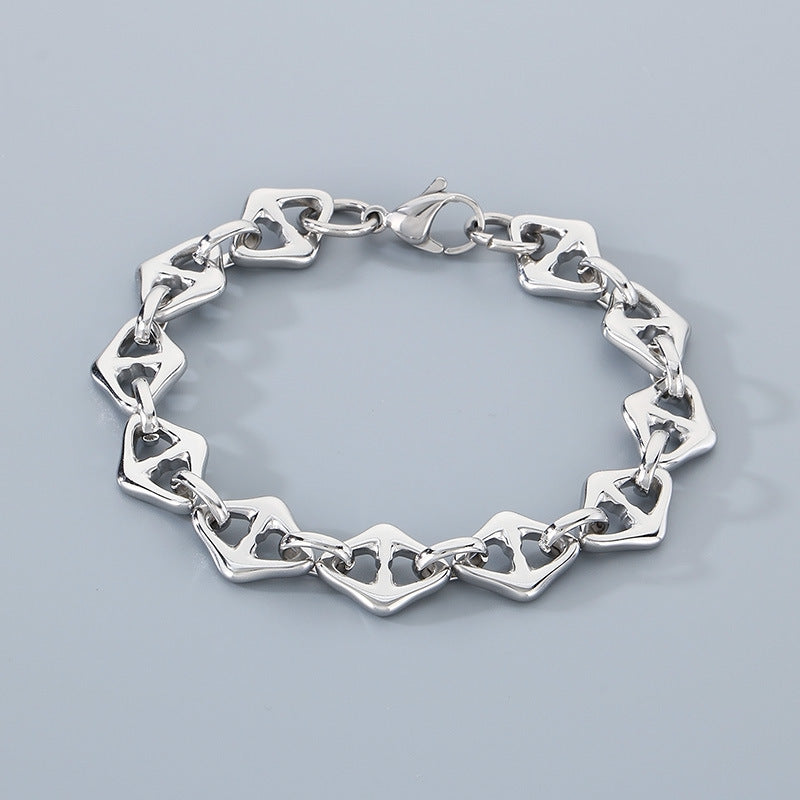 Planderful Unisex Titanium Stainless Steel Rhombus Bracelet