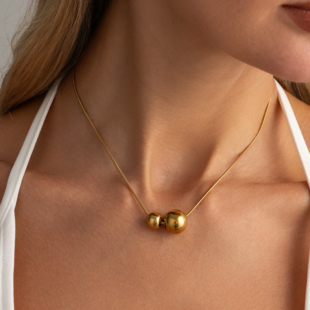 Adjustable Round Bead Snake Chain Necklace