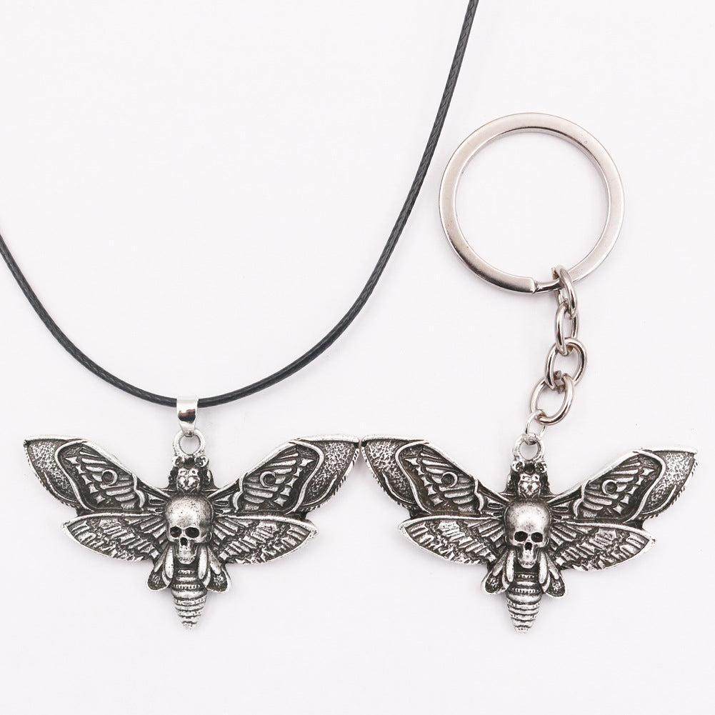 Valley of Death Moth Amulet Alloy Necklace for Men