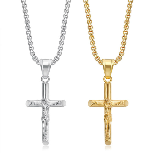 Planderful Titanium Steel Cross Necklace Unisex Pendant Non Fading Hip Hop Punk Jewelry