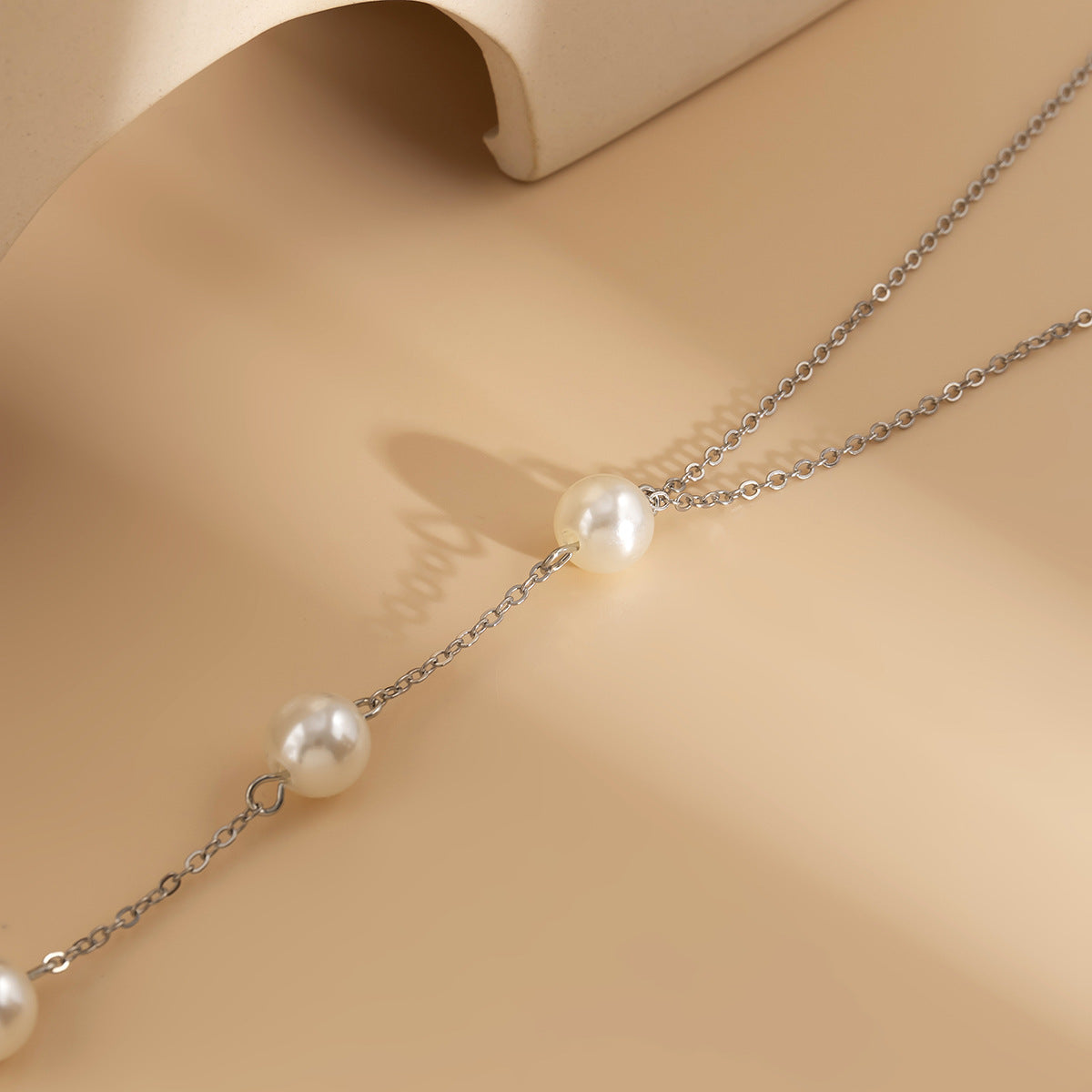 Planderful Vienna Verve Imitation Pearl Fringe Necklace For Women Chic Slim Long Chain