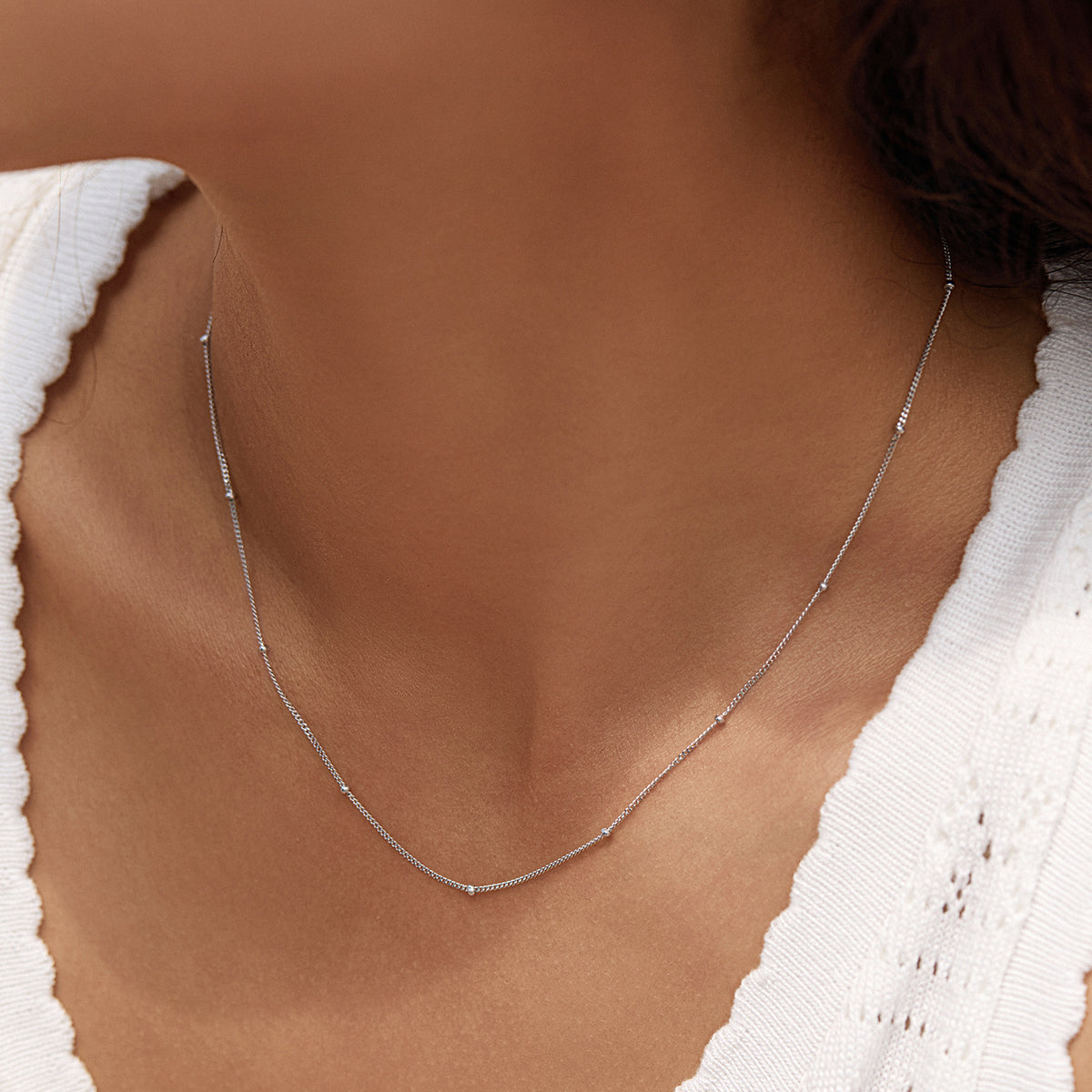925 Sterling Silver Beaded Necklace