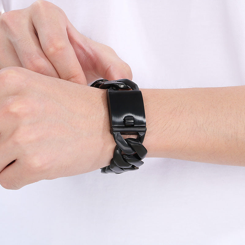 Planderful Mens Titanium Steel Cuban Chain Bracelet