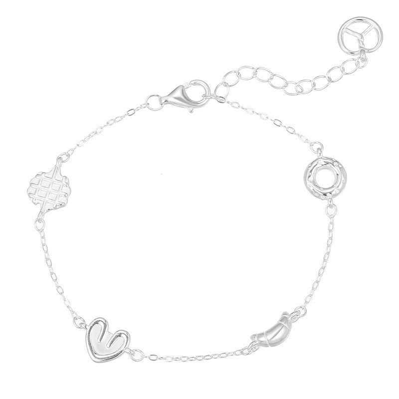 S925 Sterling Silver Croissant Love Bracelet Women's Fashion