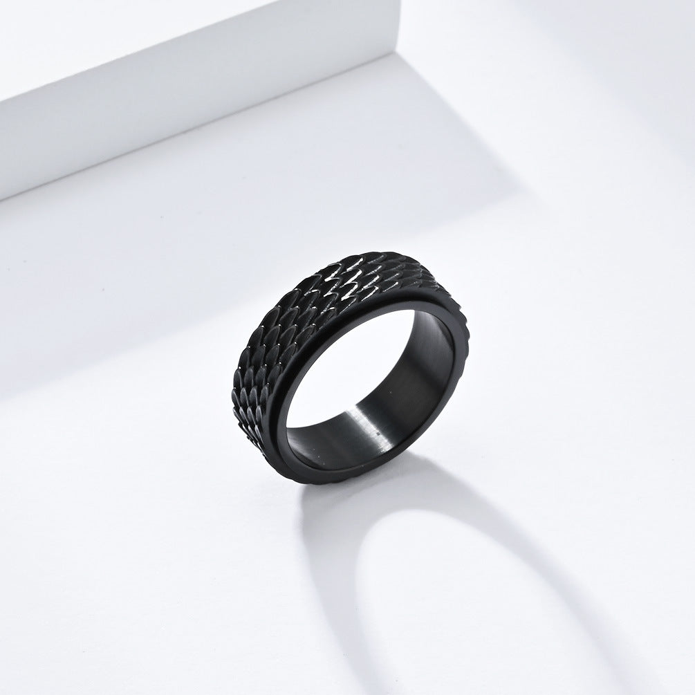 Vintage Dragon Scales Rotatable Titanium Steel Anxiety Ring