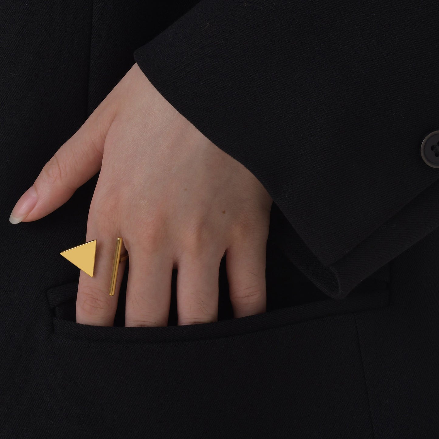 Cross-Border Jewelry Stainless Steel Triangle Geometric Ring