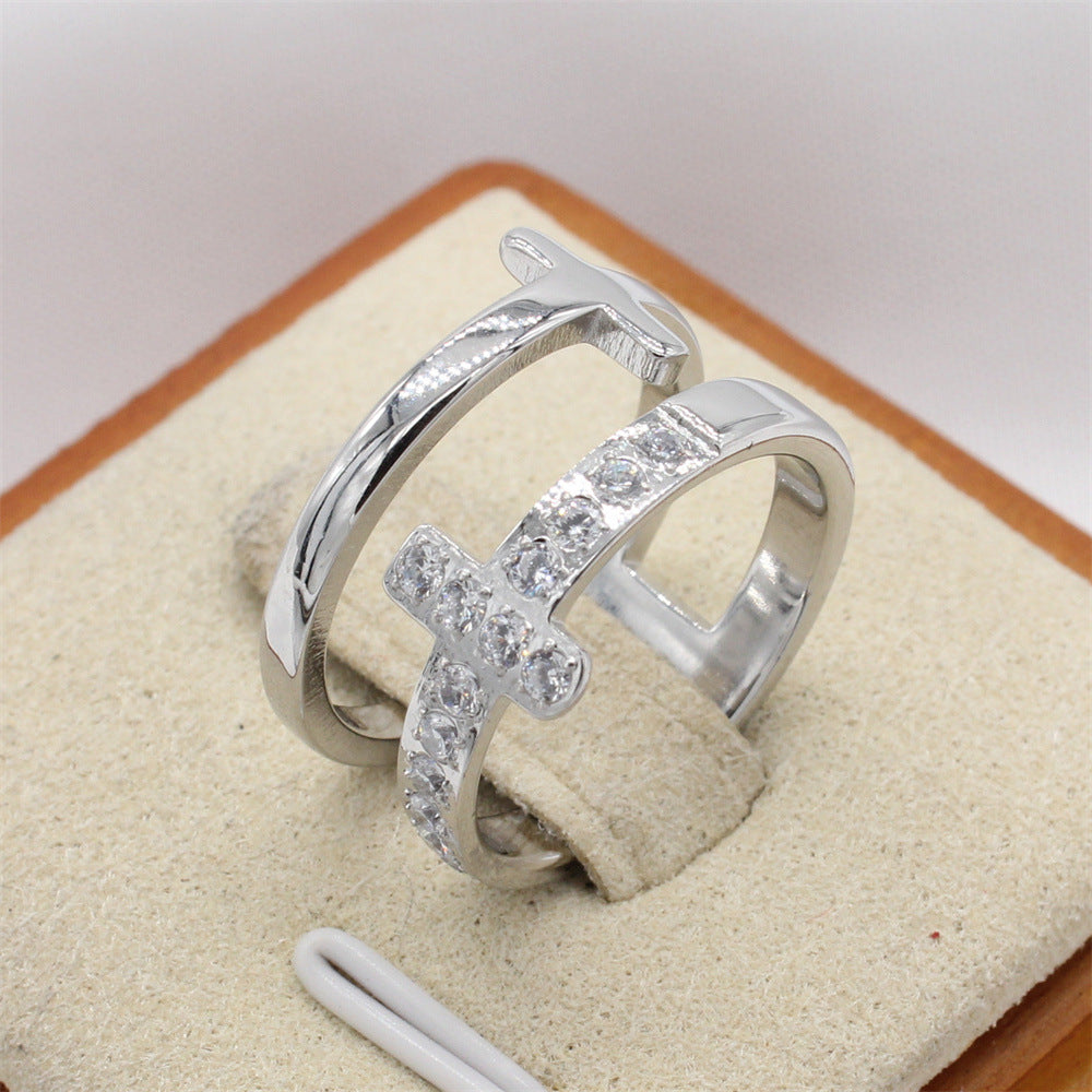 Planderful Double Layer Cross Ring Unisex Minimalist Style Everyday Genie Collection