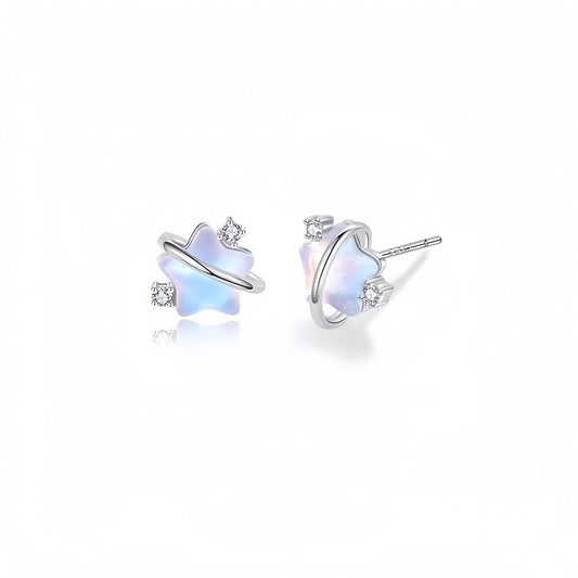 Planderful Sterling Silver Colorful Star Stud Earrings For Women Premium Luxury Fashion Jewelry Autumn Winter