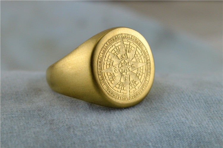 Viking Stainless Steel Ring By Planderful Everyday Genie Compass Motif Bold Design For Men