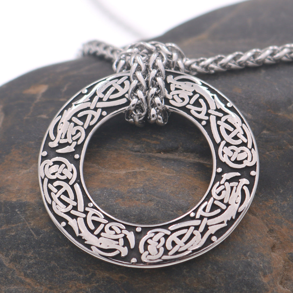 Norse Legacy Viking Odin Rune Necklace with Stainless Steel Amulet