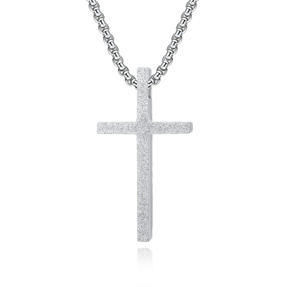 Planderful Cross Necklace Pendant Matte Titanium Steel For Everyday Wear Gift For Him