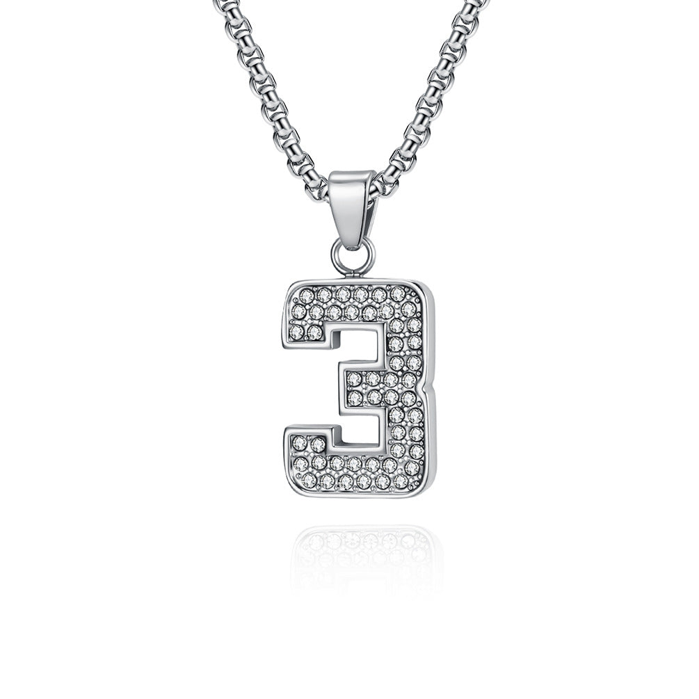 Stainless Steel Number Pendants — Chain Optional