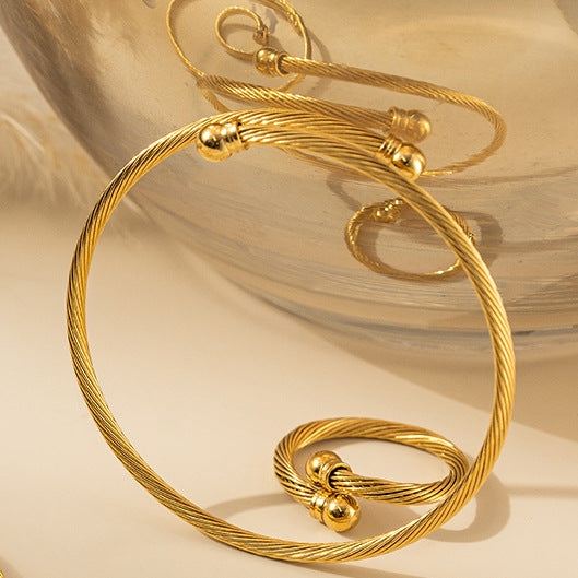 Planderful Stainless Steel Wire Rope Bracelet Personalized Twist Gold Plated Non Fading For Women Gift