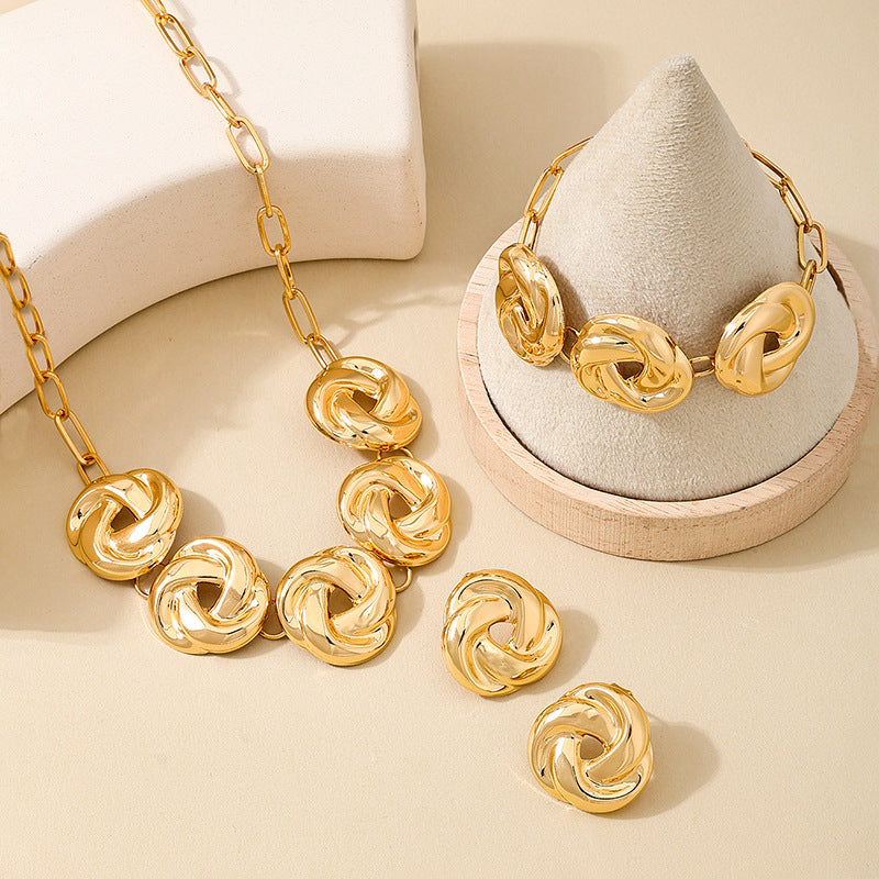 Planderful Vienna Verve Gold Spiral Jewelry Set for Women