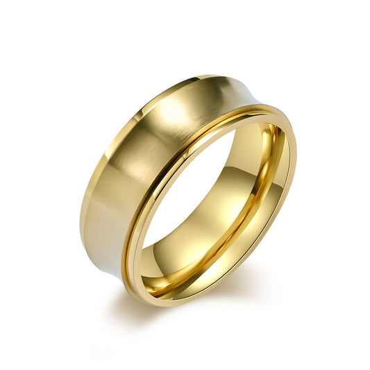 Planderful Titanium Steel Swivel Ring For Men Concave Arc Design Anxiety Relief Jewelry Street Hipster Style