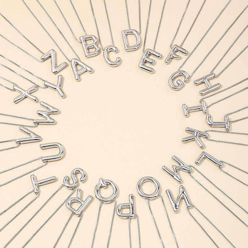 Versatile Vienna Verve Letter Pendant Necklace with Metal Chain