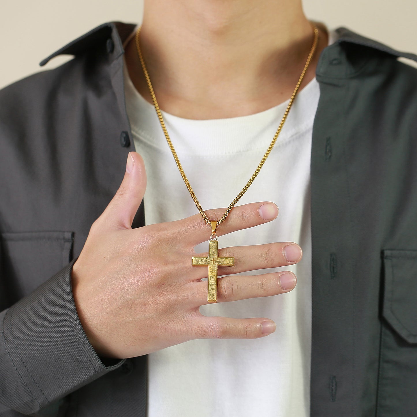 Cross-Border Men's European And American Stainless Steel Cross Necklace Pendant Jewelry For Men