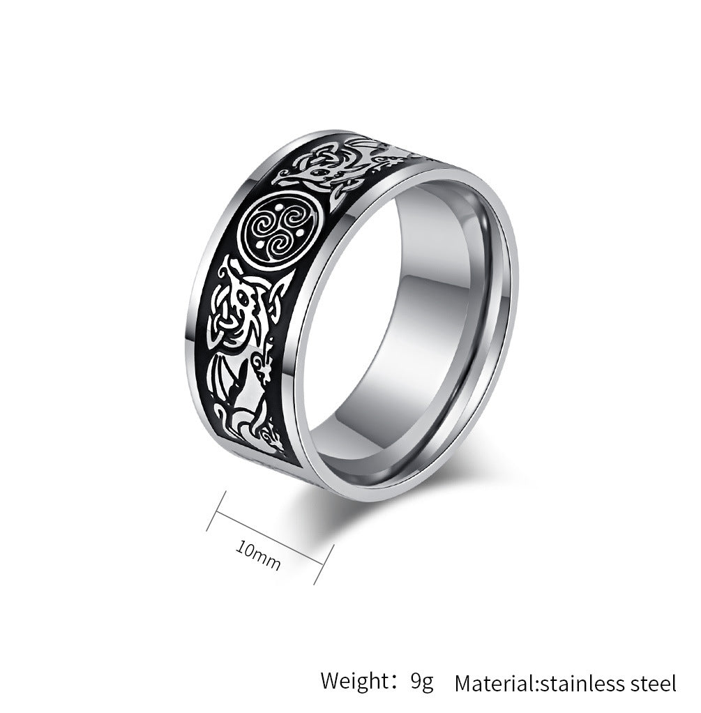 Planderful Celtic Knot Titanium Steel Ring Unisex Durable Ethnic Style Jewelry For Everyday Wear
