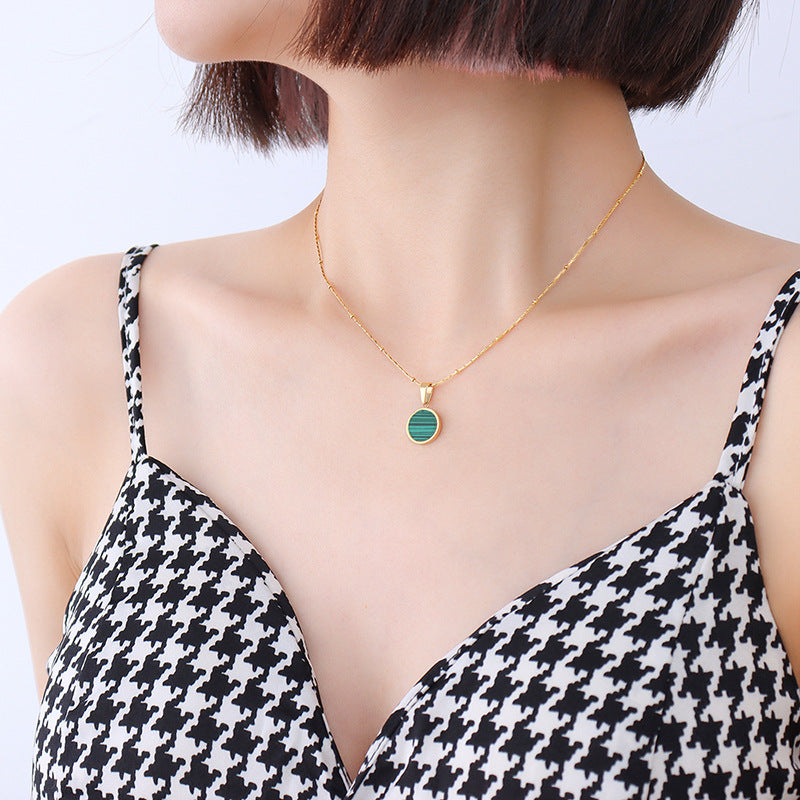 Seashell White Acrylic Necklace with Geometric Design