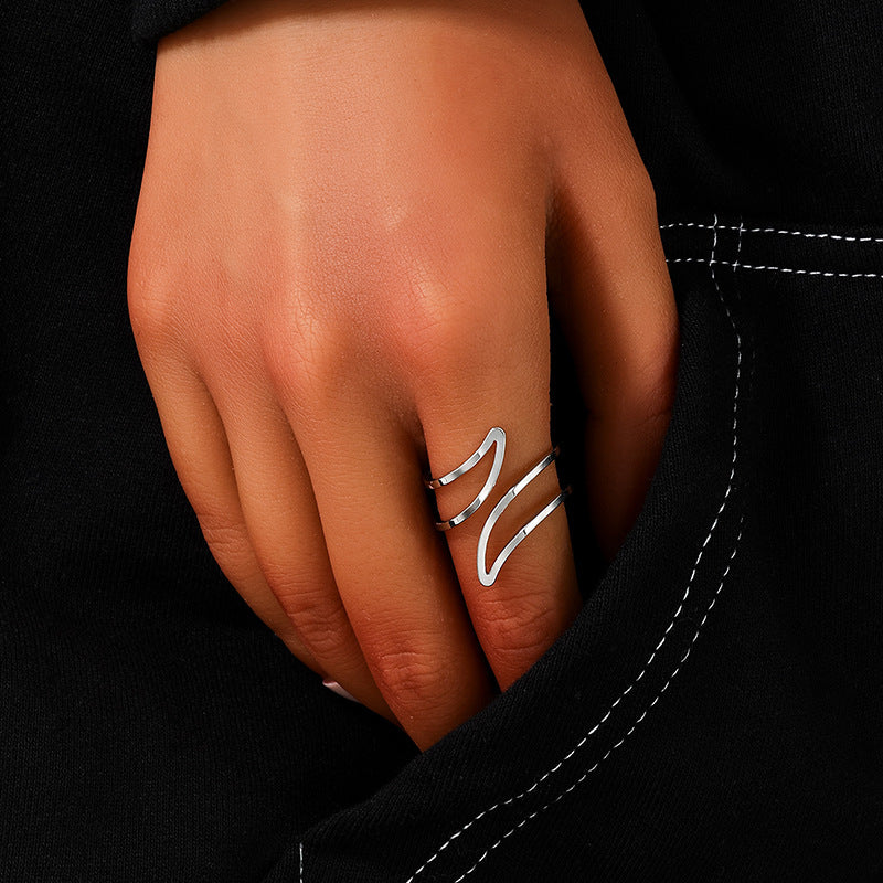 Vienna Verve Collection: Elegant Handcrafted Metal Tornado Women's Ring in Double-Layer Design