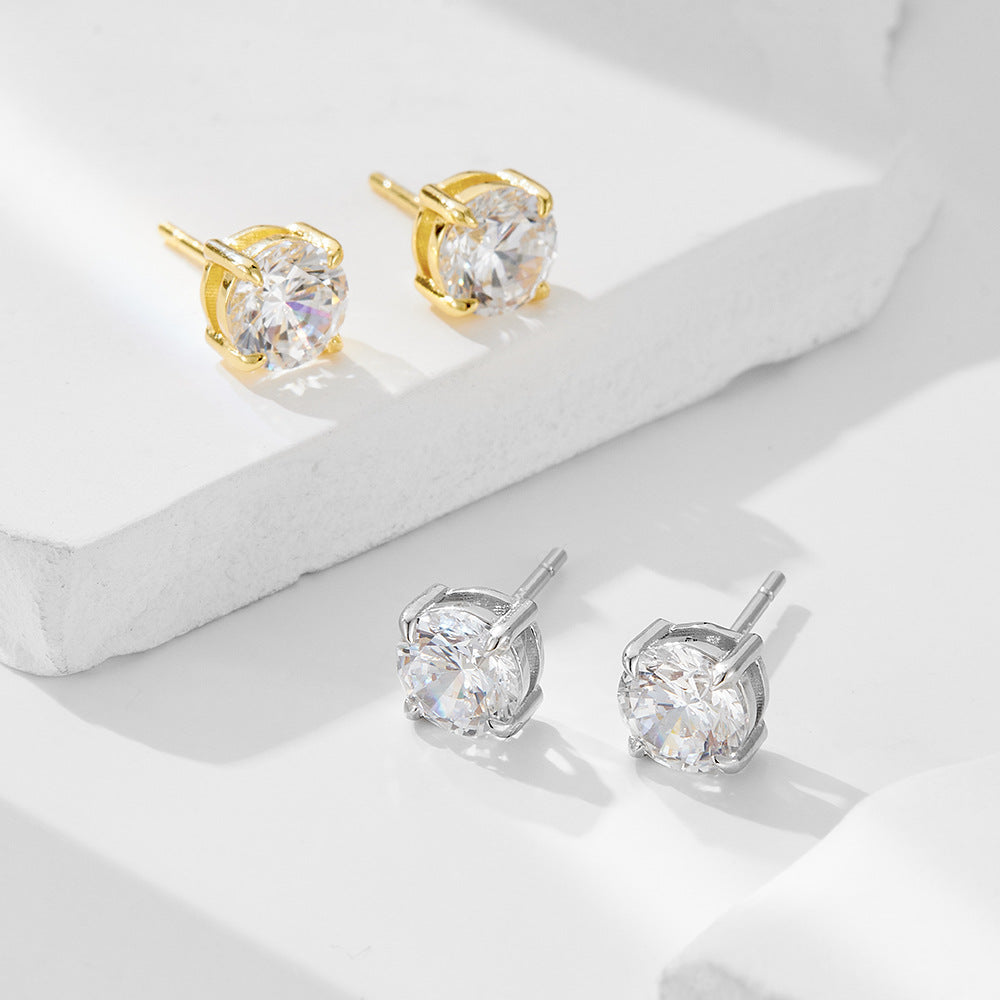 European and American Cross-Border S925 Silver Zircon Stud Earrings