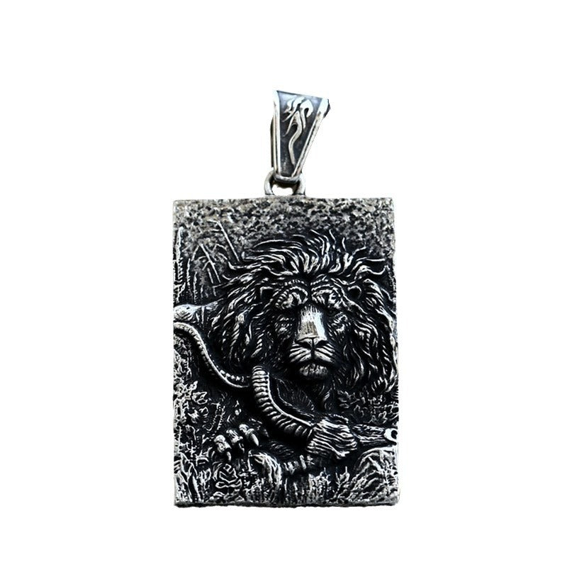 Titanium Steel Retro Lion Head Pendant for Men - Dominant Cross-Border Jewelry