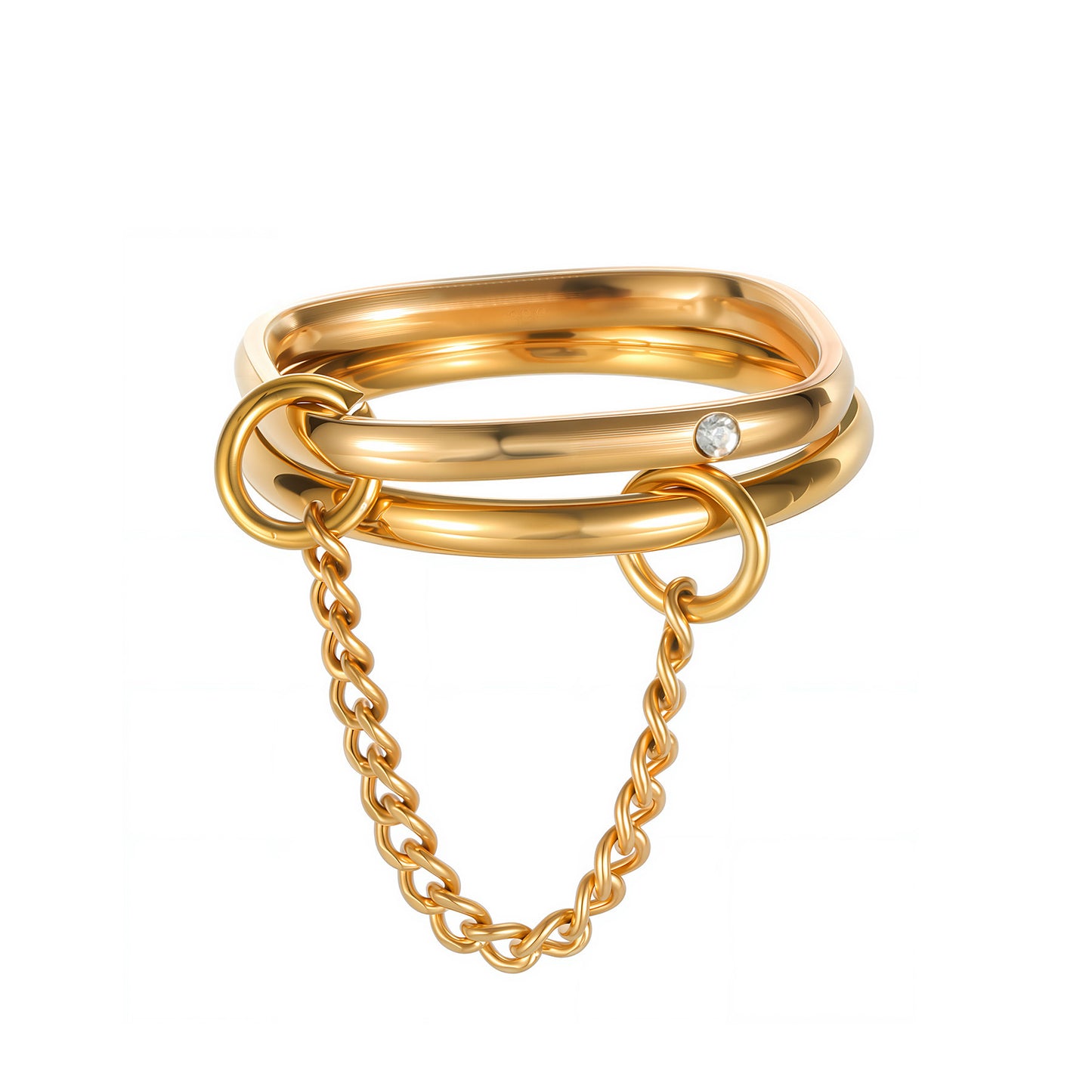 Planderful Gold Plated Fringed Chain Ring For Women