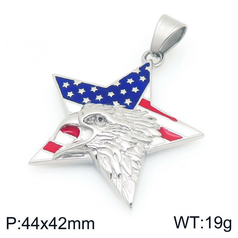 Planderful Eagle Pendant For Men Dripping Oil Pentagram