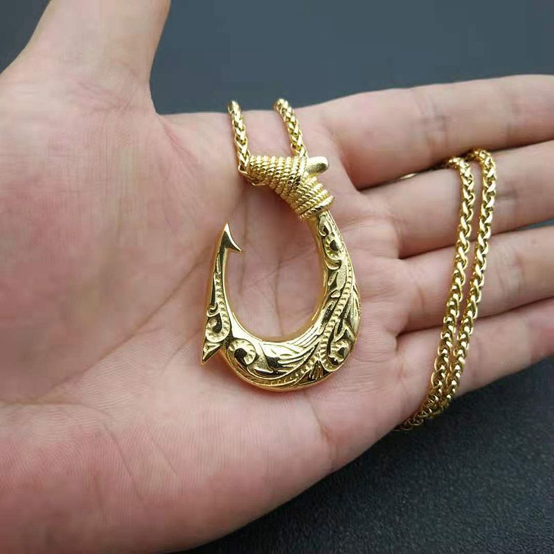 Steel Necklace – Statement Nordic Viking Fish Hook Pendant