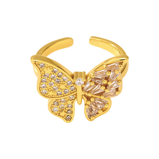 Planderful Butterfly Zircon Ring For Women Open Finger