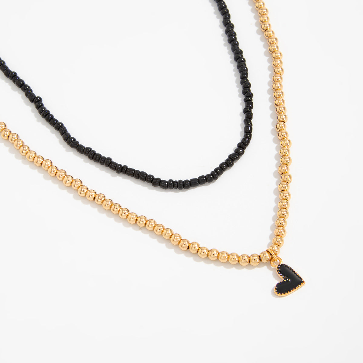 Heart & Rice Bead Layered Necklace