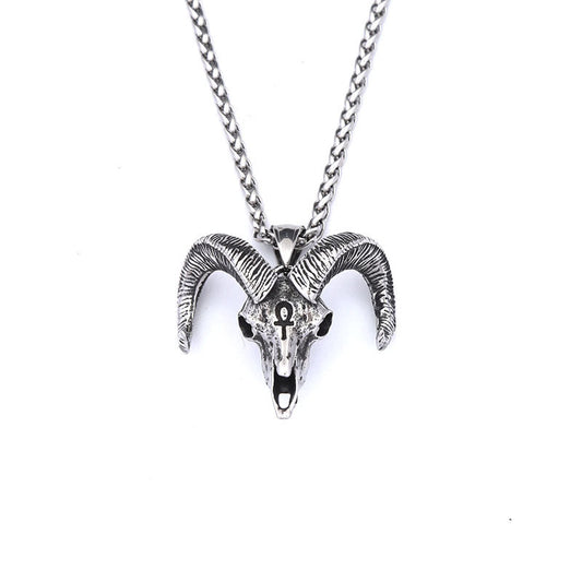Trend Titanium Steel Sheep Head Pendant Necklace for All